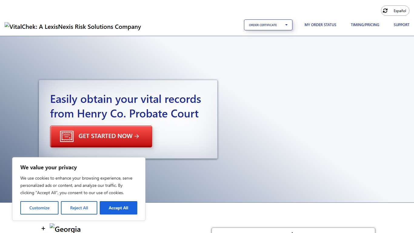 Henry Co. Probate Court (GA) | Order Certificates - VitalChek