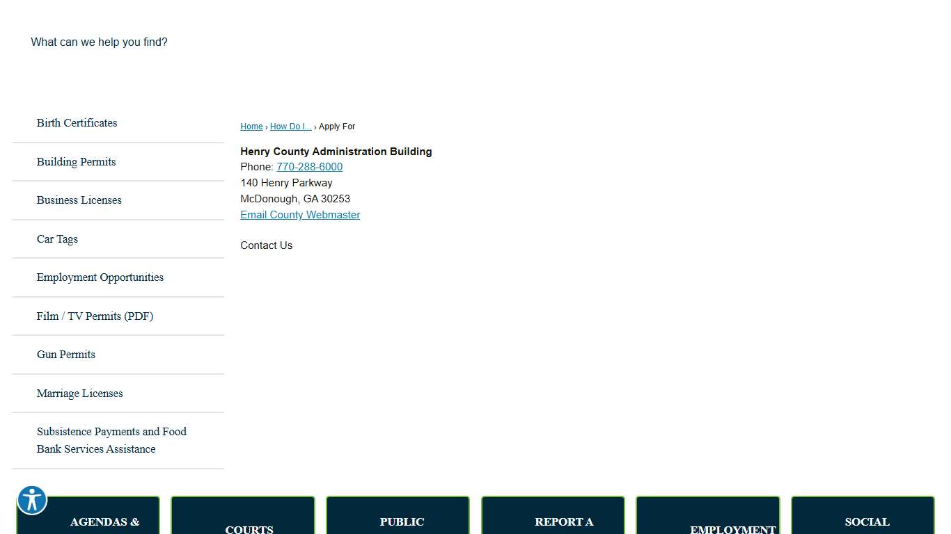 Apply For | Henry County, GA - Official Website